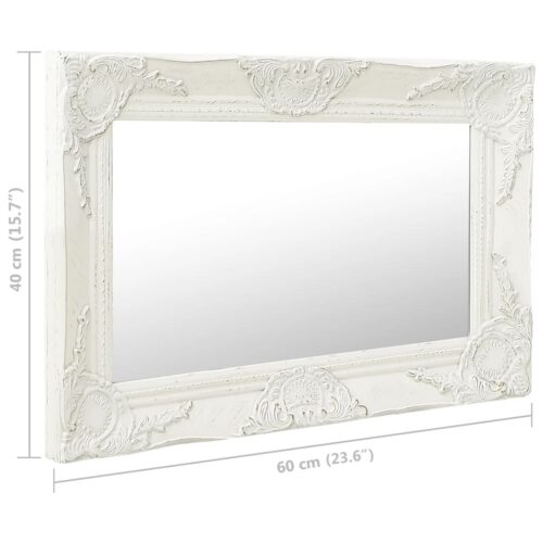 Wall Mirror Baroque Style 60x40cm White - Image 6