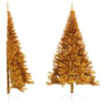 Artificial Half Christmas Tree with Stand Gold 210cm PET