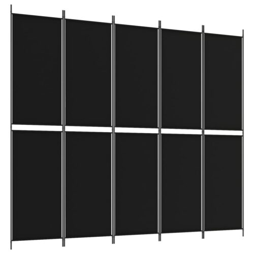 5-Panel Room Divider Black 250x220cm Fabric - Image 2