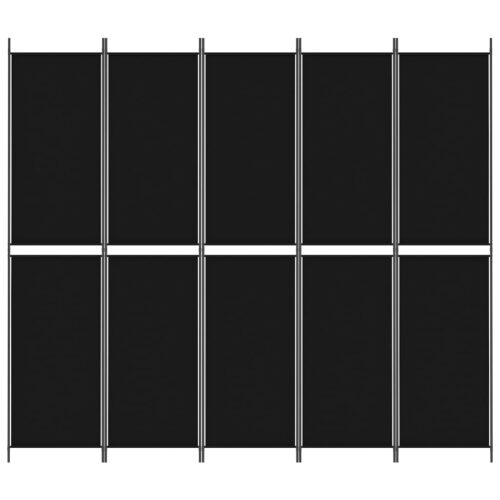 5-Panel Room Divider Black 250x220cm Fabric - Image 3