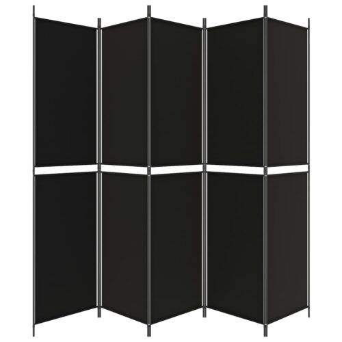 5-Panel Room Divider Black 250x220cm Fabric - Image 4