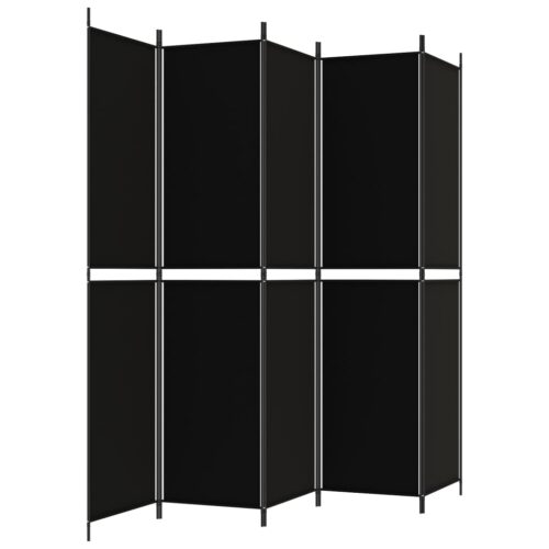 5-Panel Room Divider Black 250x220cm Fabric - Image 5