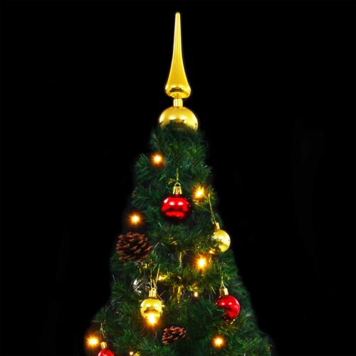 Artificial Pre-lit Christmas Tree with Baubles Green 150cm - Image 6