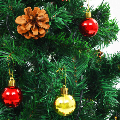 Artificial Pre-lit Christmas Tree with Baubles Green 150cm - Image 7
