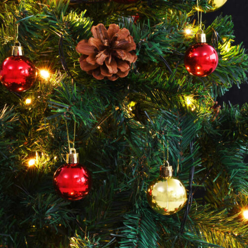 Artificial Pre-lit Christmas Tree with Baubles Green 150cm - Image 8