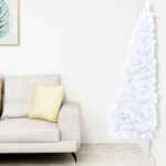 Artificial Half Christmas Tree with Stand White 210cm PVC