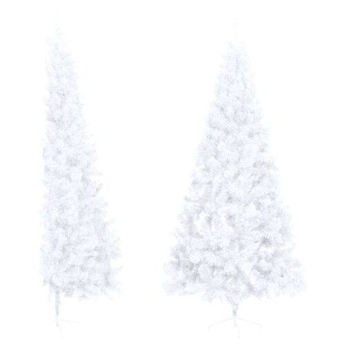 Artificial Half Christmas Tree with Stand White 210cm PVC - Image 2