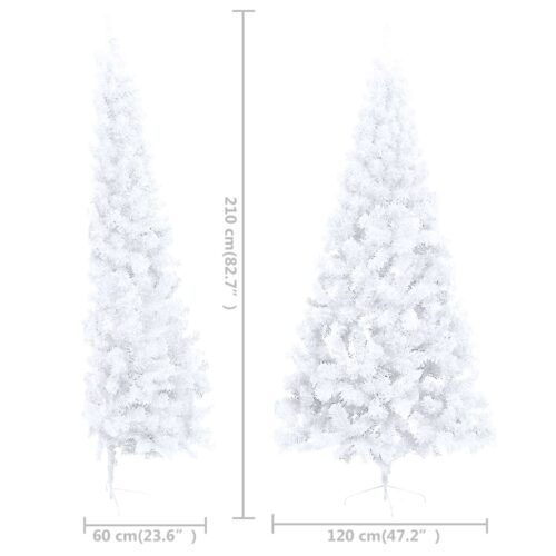 Artificial Half Christmas Tree with Stand White 210cm PVC - Image 8