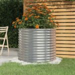 Garden Planter Powder-coated Steel 80x80x68cm Silver