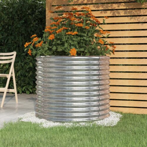 Garden Planter Powder-coated Steel 80x80x68cm Silver