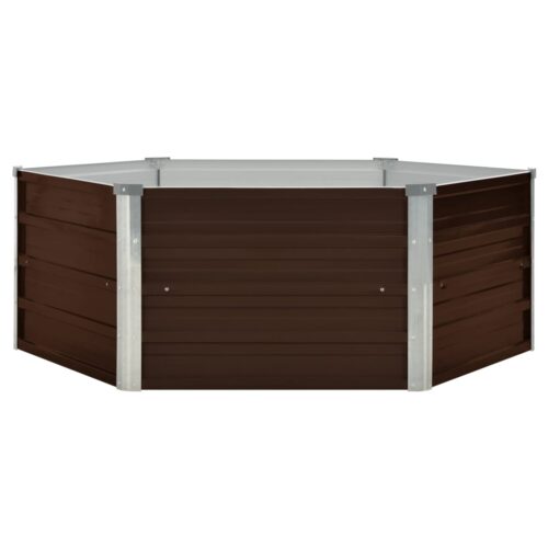 Raised Garden Bed Brown 129x129x46cm Galvanised Steel