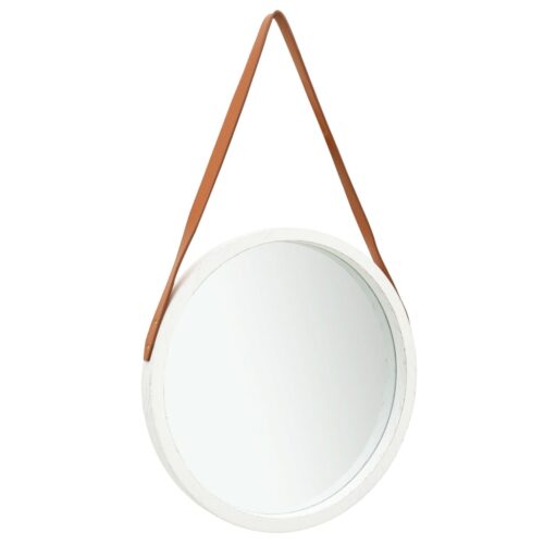 Wall Mirror with Strap 50cm White