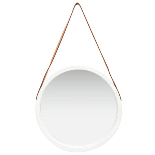Wall Mirror with Strap 50cm White - Image 2