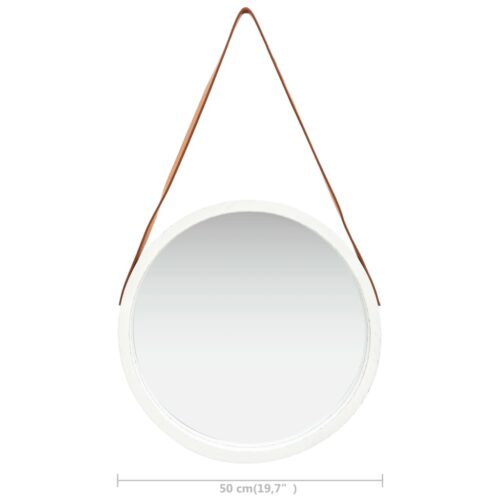 Wall Mirror with Strap 50cm White - Image 6