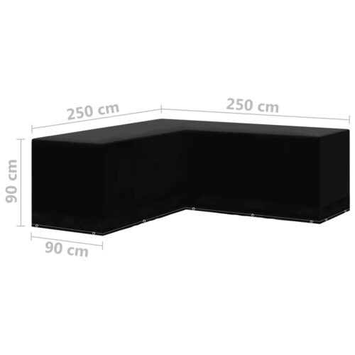 Garden Furniture Covers 2pcsL-Shaped 12 Eyelets 250x250x90cm - Image 7