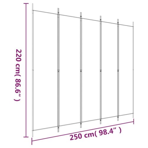 5-Panel Room Divider Anthracite 250x220cm Fabric - Image 8