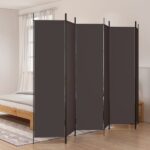 6-Panel Room Divider Brown 300x200cm Fabric