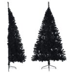 Artificial Half Christmas Tree with Stand Black 210cm PVC