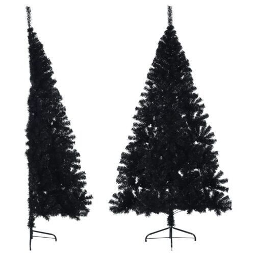 Artificial Half Christmas Tree with Stand Black 210cm PVC