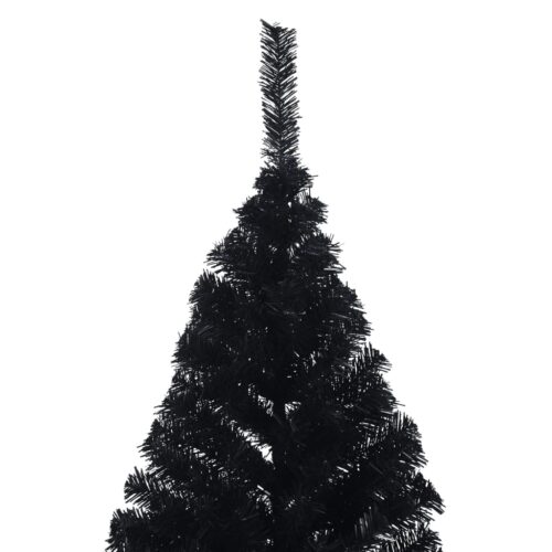 Artificial Half Christmas Tree with Stand Black 210cm PVC - Image 5