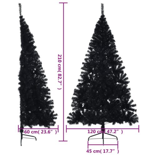 Artificial Half Christmas Tree with Stand Black 210cm PVC - Image 8