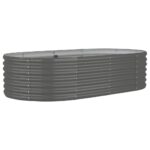 Garden Raised Bed Powder-Coated Steel 152x80x36cm Grey