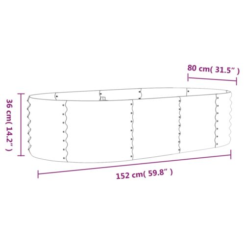 Garden Raised Bed Powder-Coated Steel 152x80x36cm Grey - Image 6