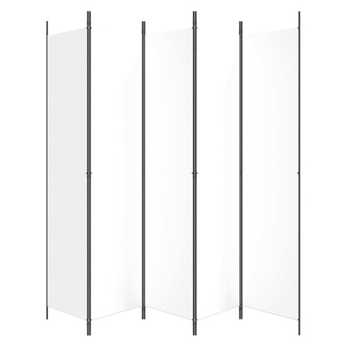 5-Panel Room Divider White 250x220cm Fabric - Image 4