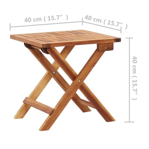 Folding Garden Coffee Table 40x40x40cm Solid Acacia Wood - Image 6