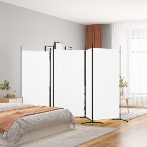 5-Panel Room Divider White 433x180cm Fabric