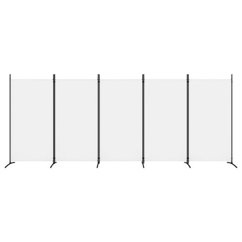 5-Panel Room Divider White 433x180cm Fabric - Image 3