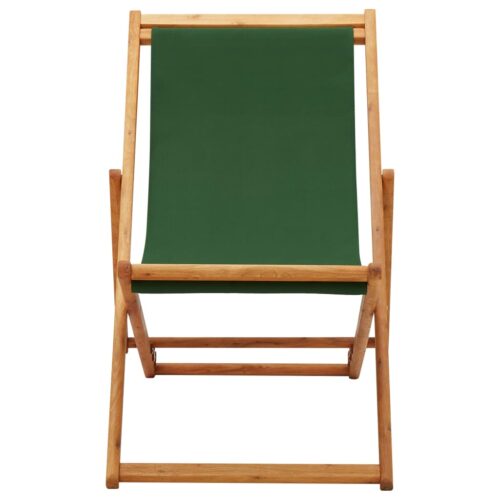 Folding Beach Chair Eucalyptus Wood Fabric Green - Image 2