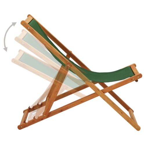 Folding Beach Chair Eucalyptus Wood Fabric Green - Image 3