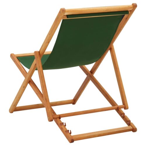 Folding Beach Chair Eucalyptus Wood Fabric Green - Image 4