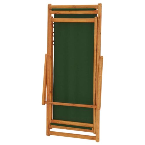 Folding Beach Chair Eucalyptus Wood Fabric Green - Image 6