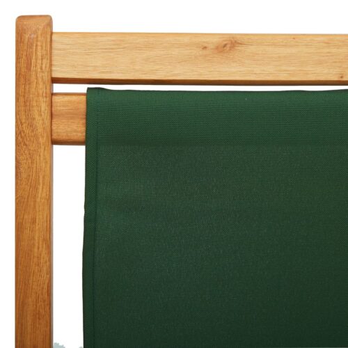 Folding Beach Chair Eucalyptus Wood Fabric Green - Image 7