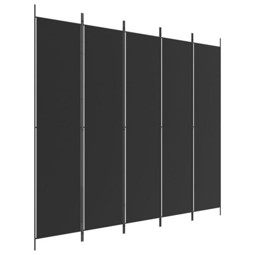 5-Panel Room Divider Black 250x220cm Fabric - Image 2