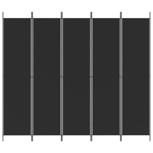 5-Panel Room Divider Black 250x220cm Fabric - Image 3
