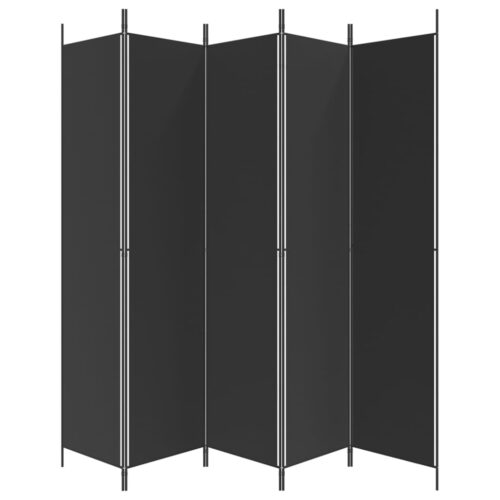5-Panel Room Divider Black 250x220cm Fabric - Image 4