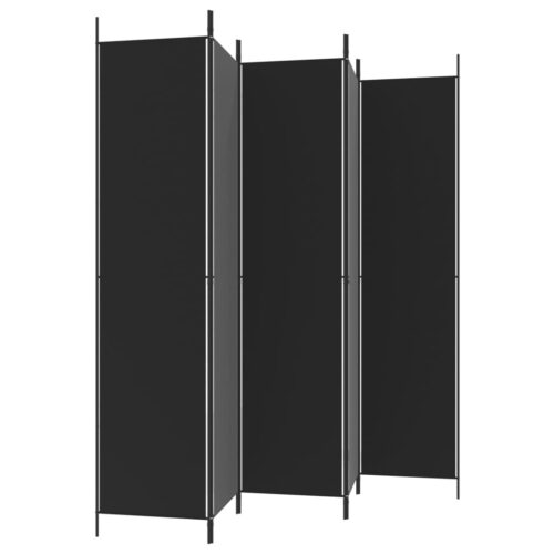 5-Panel Room Divider Black 250x220cm Fabric - Image 5