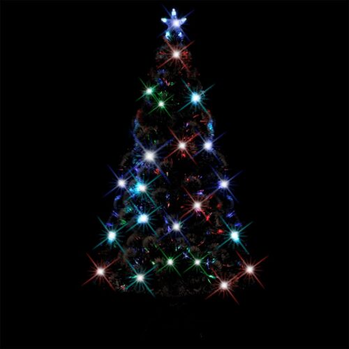 Pre-lit Christmas Tree Green White 150cm Fibre Optic - Image 3