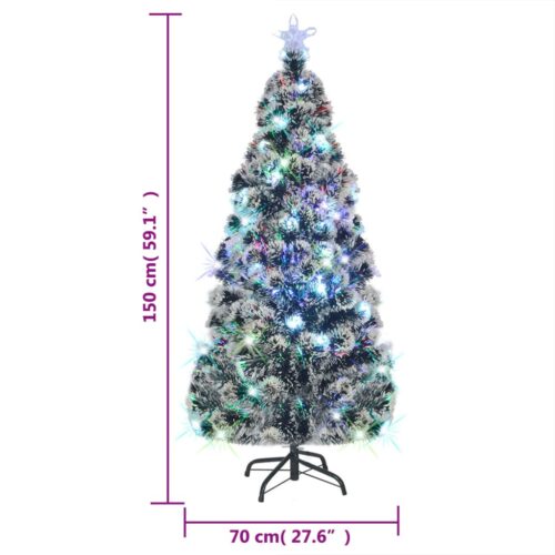 Pre-lit Christmas Tree Green White 150cm Fibre Optic - Image 7