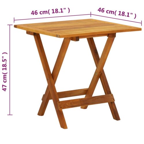 Bistro Table 46x46x47cm Solid Acacia Wood - Image 8