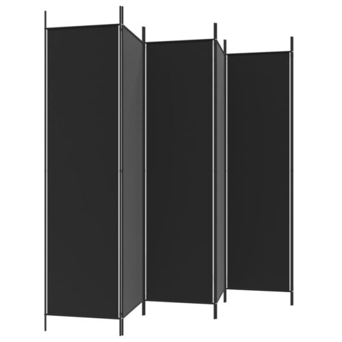 6-Panel Room Divider Black 300x200cm Fabric - Image 5