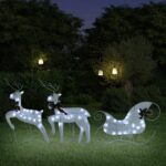 Reindeer Sleigh Christmas Decoration 60 LEDs Outdoor White
