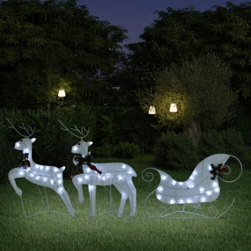 Reindeer Sleigh Christmas Decoration 60 LEDs Outdoor White