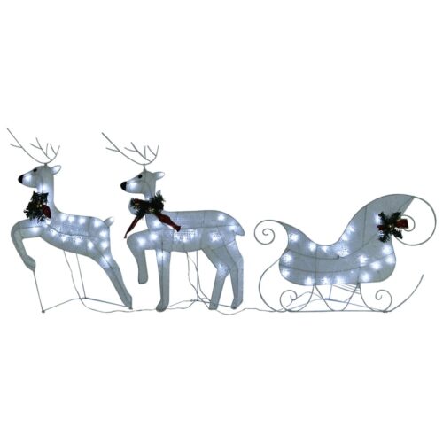 Reindeer Sleigh Christmas Decoration 60 LEDs Outdoor White - Image 2