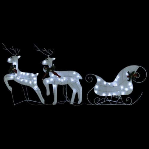 Reindeer Sleigh Christmas Decoration 60 LEDs Outdoor White - Image 8