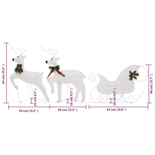 Reindeer Sleigh Christmas Decoration 60 LEDs Outdoor White - Image 10