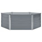 Raised Garden Bed 129x129x46cm Galvanised Steel Grey